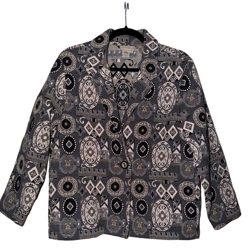 Coldwater Creek Womens Geometric Print Blazer Jacket Size‎ S